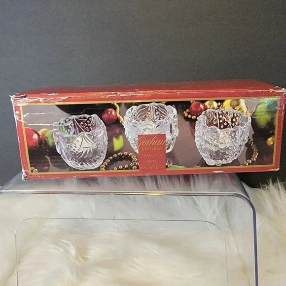 GORHAM North Pole Express Set of 3 Crystal Votives 1990s with original‎ box. - Picture 7 of 7